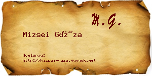 Mizsei Géza névjegykártya